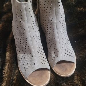 Toms Light Gray Perforated Ankle Booties